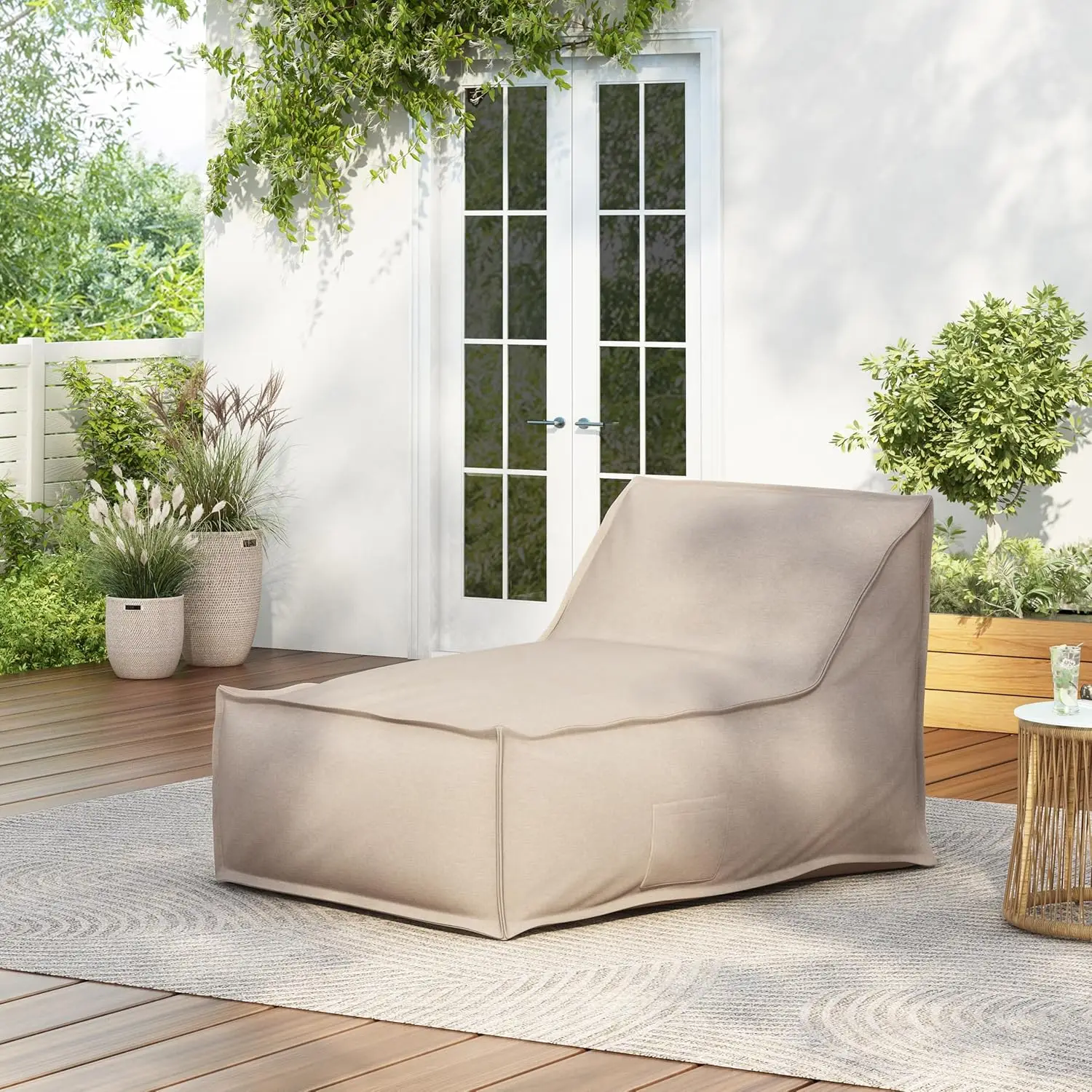 

48" Outdoor Bean Bag Chair for Adults and Kids, Water-Resistant Fabric, Comfy Reading Lounge in Dark Beige