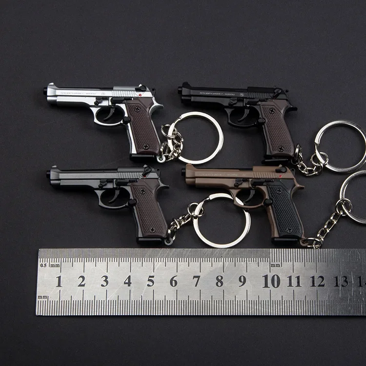 1:4 Alloy 92F Pistol Model Keychain Portable Toy Gun Detachable Fidget Toy Fake Gun for Boy Collection Adults Gift