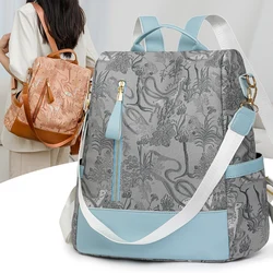 Fashion Color Blocking PU Leather Backpack Multi-function Anti Theft Design Women's Backpack Large Capacity Leisure Travel Bags