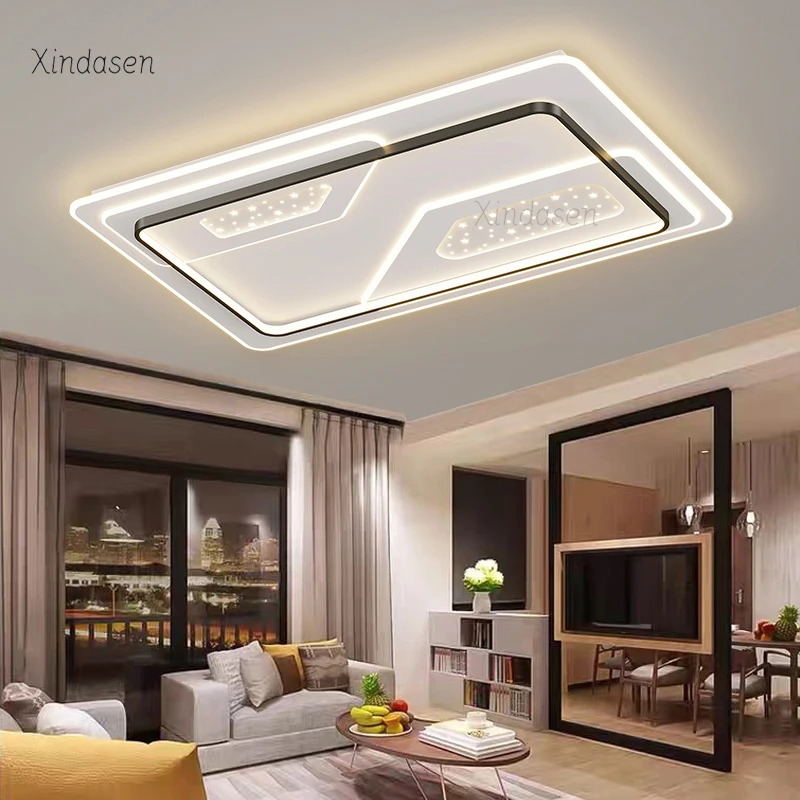 Living Room Lamp Rectangle Ceiling Light With Remote Control Nordic Home Decor Dining Hall Kitchen Bedroom Chandelier Lighting