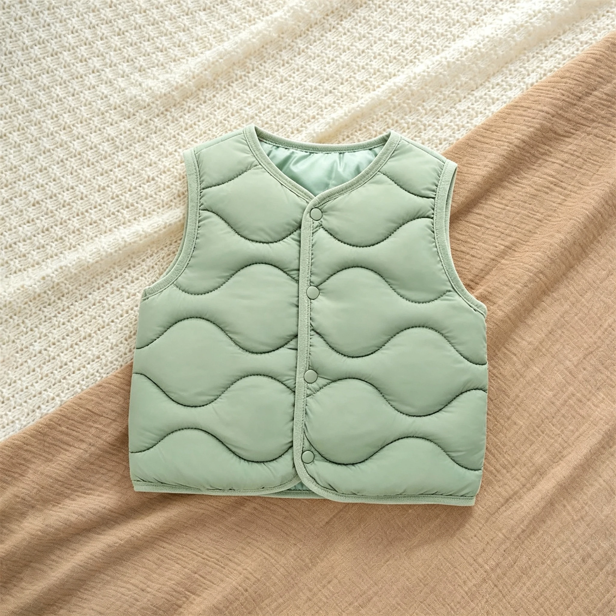 Herbst-Winter-Kinder-Baumwollwesten Einfarbig Schlichte Kinderkleidung Einfache Lässige Warme Baumwollwesten für Babys und Kinder – Detail 4