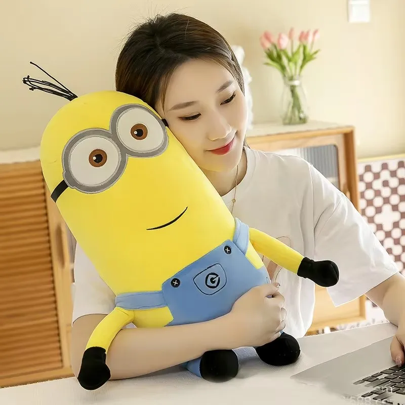 Brinquedos de Pelúcia Amarelos do Filme Minions, Bonecos de Pelúcia Bob e Stuart em Jeans, Decoração de Almofadas, Presente de Aniversário para Crianças