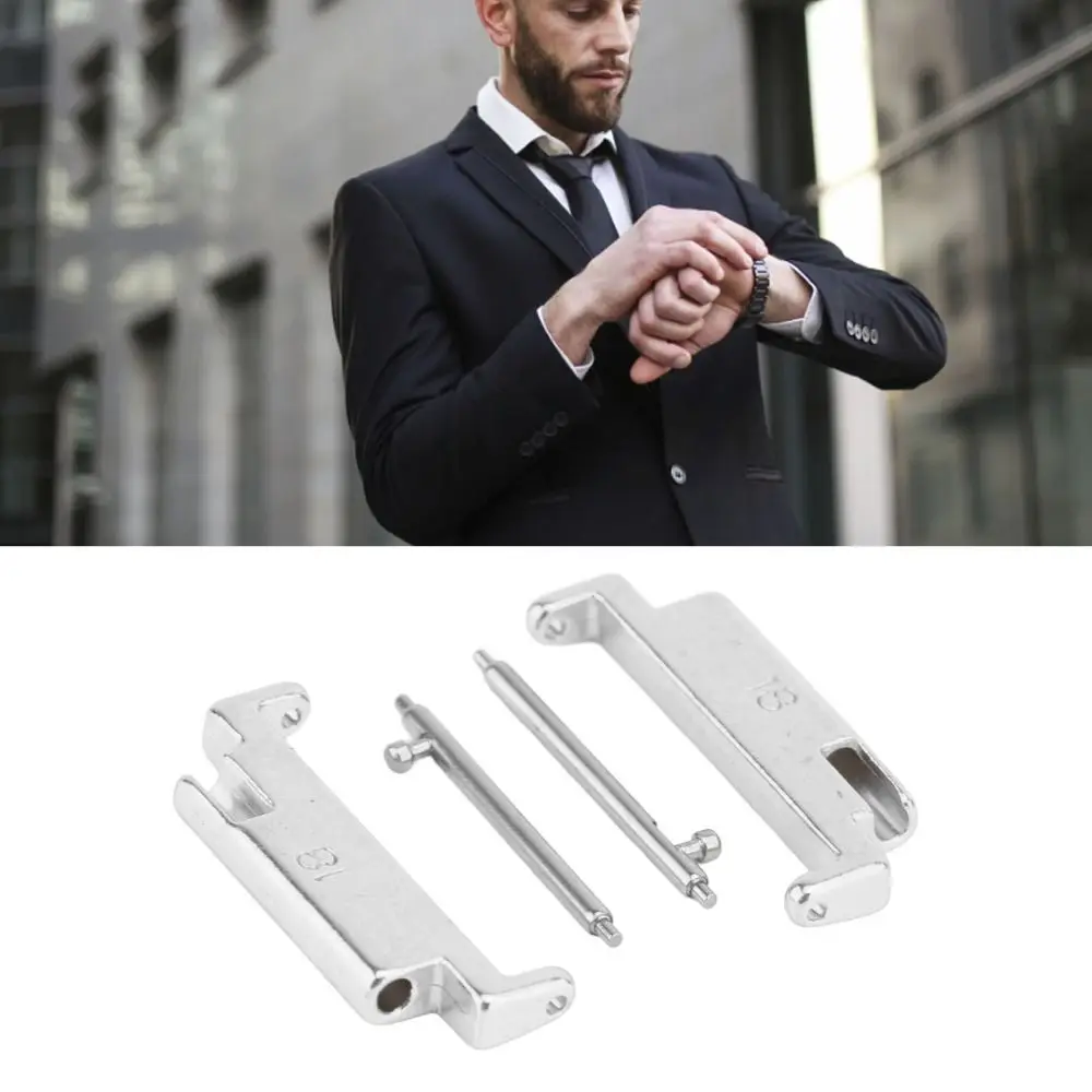 1 Pair Stainless Steel Metal Watch Band Adapter Silver 18-20mm Size Stainless Steel Connection Adapter Replacement Part