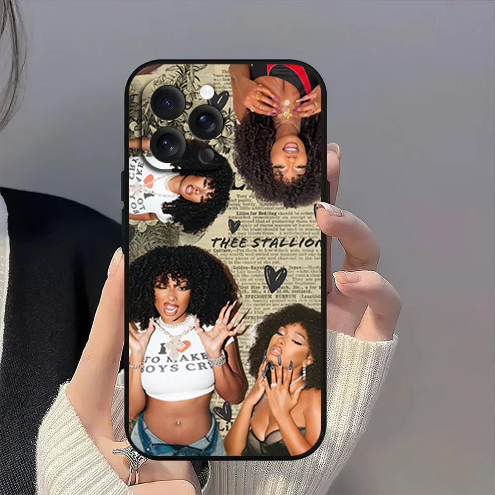 المغني Megan Thee Stallion MEGAN ACT II جراب هاتف آيفون 12 11 14 15 13 16 ماكس زائد برو غطاء سيليكون ناعم أسود