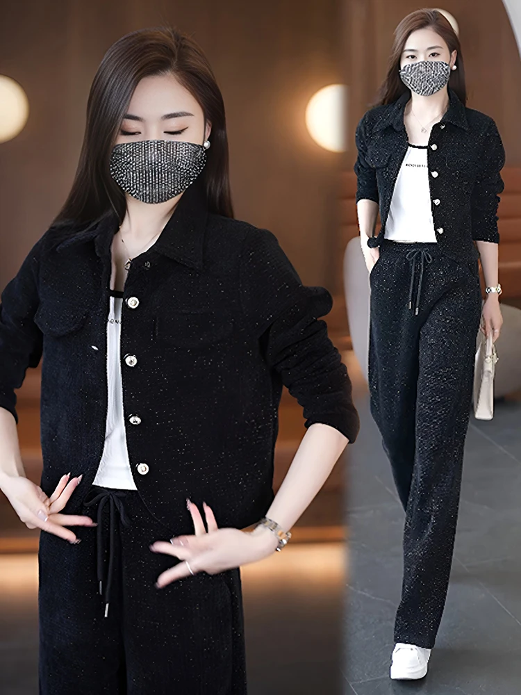 

Faionable Ladies Suit Set Straight Leg Pants Slimming Loose Fit Spring Collection Sli Two Piece Work Outfit Casual Spor...
