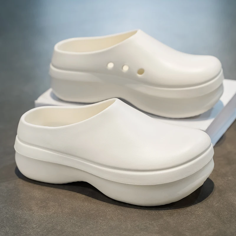 Thick Sole Unisex Clogs Slip On Breathable Waterproof Oil-Proof Kitchen Chef Shoes Lightweight Safety Rain Shoes Plus Size 36-45