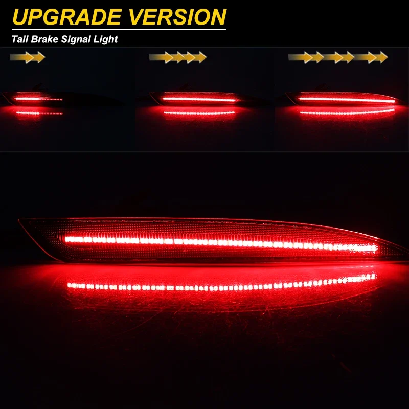 For KIA Optima K5 Red LED Bumper Reflector Lights Assembly Function as Tail, Brake & Rear Fog Lamps Turn Signals 216-2018