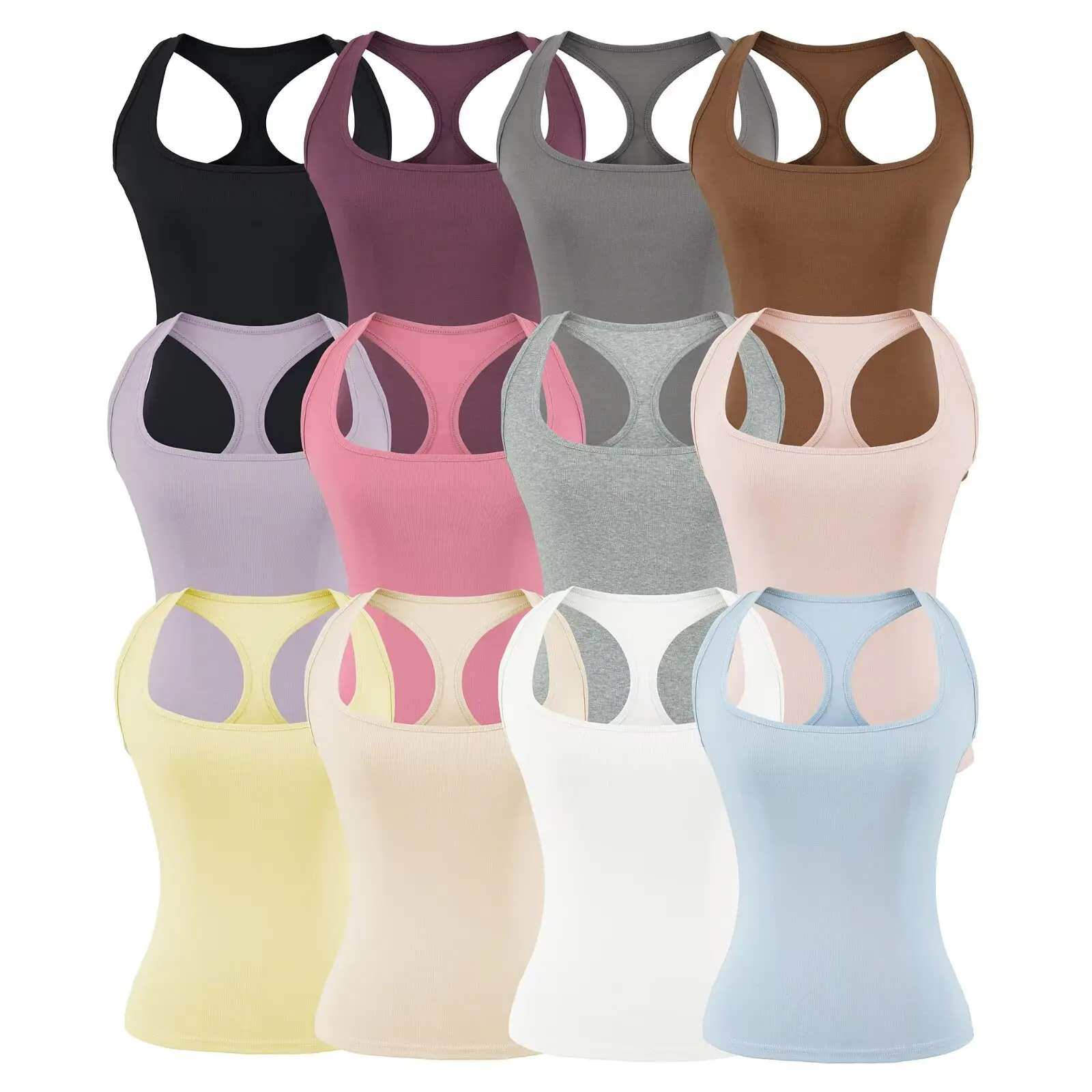 Slim Fit Sports Style U-Neck Workwear Tank Top Women's Outerwear Summer Short Length No Stretch Chinese Made Base Layer Shirt