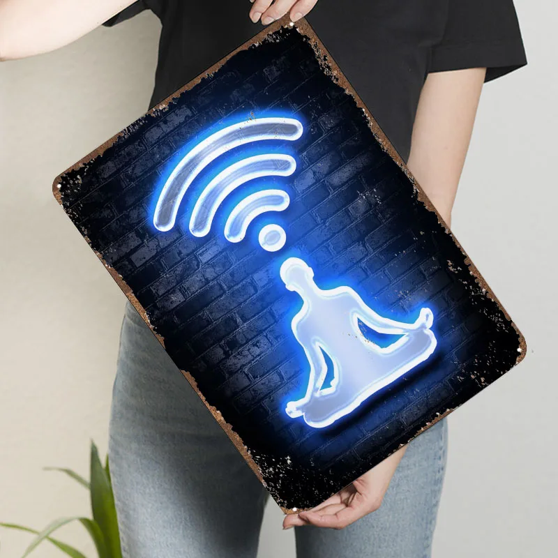 ملصق معدني على الإنترنت من Wifi Zen Zone عناصر ديكور منزلي عتيق علامات قصدير معدنية مخصصة لتزيين غرفة ألعاب الألعاب ريترو