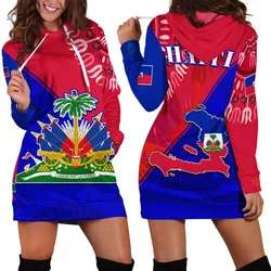 New Fashion Flag Caribbean Sea Haiti Island Retro Harajuku 3D Print Funny Pullover Casual Sexy Women Hoodie Dress