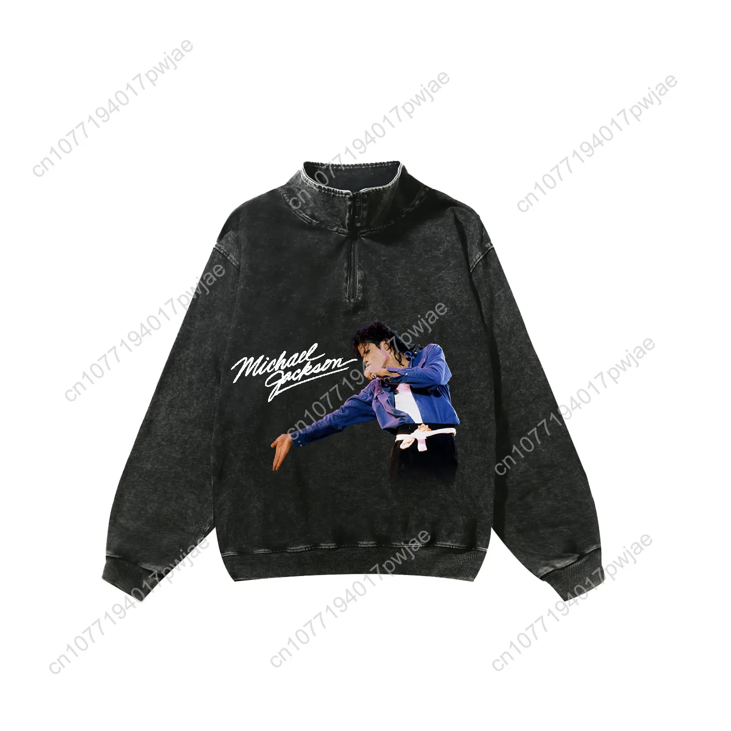 Michael Jackson Singer Custom Retro Sweatshirt Mans Womans Half Zipper Vintage Sweat Shirt Photo CustomMade Long Sleeved Tshirt