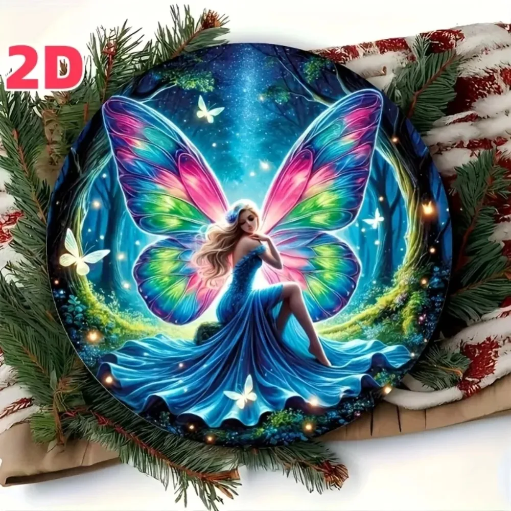 ساحر الغابات الجنية جولة 2D جدار الفن السحرية فراشة مليئة بالنجوم ليلة السماء ديكور المنزل بار #4