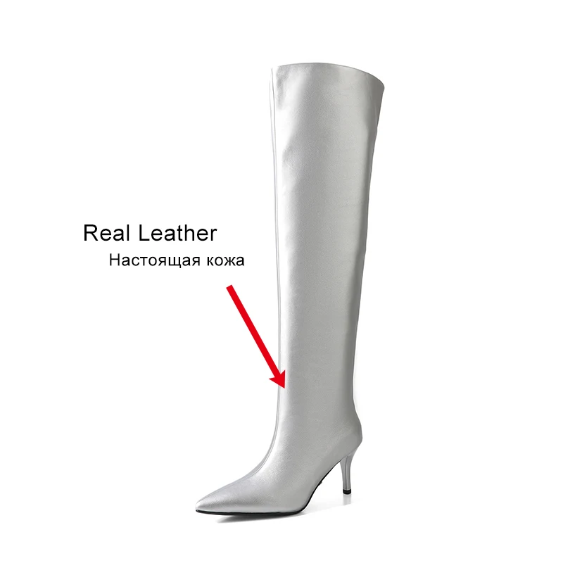 JOZHAMTA Size 34-40 Knee High Boots For Women Real Leather Ins Fashion 2025 High Heels Shoes Winter Daily Dress Office Lady