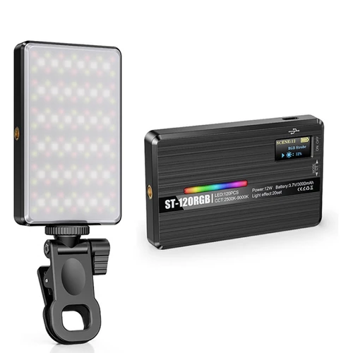 Luz de vídeo a todo Color ST120 RGB, luz de relleno de 2500-9000K para cámara, teléfono inteligente, fotografía, vídeo, transmisión en vivo, Tiktok YT