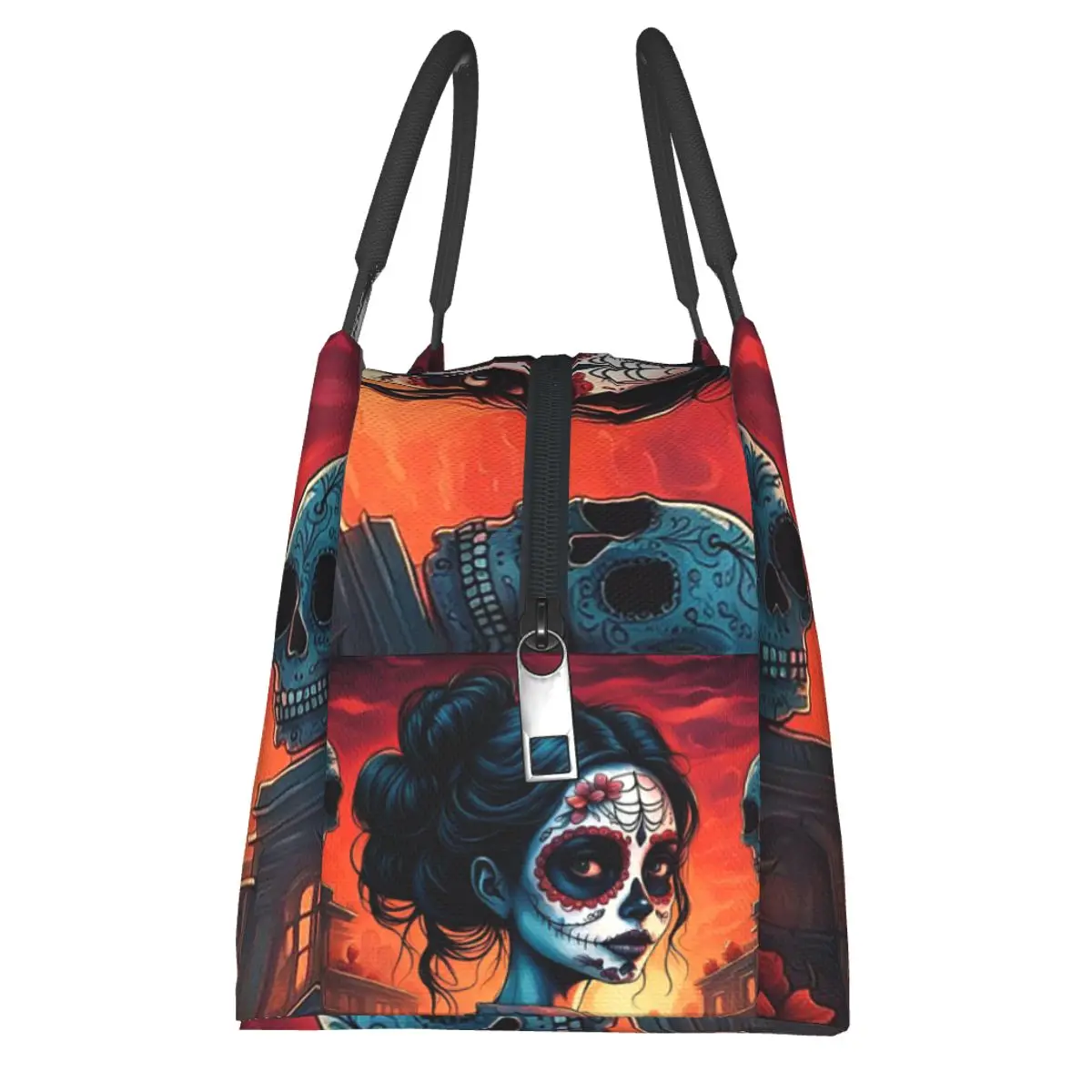 Alexander Gothic Las Elegantes Day Of Dead Skull Bolsas de almuerzo Bento Box Bolsa de almuerzo Bolsas de picnic Bolsa térmica para trabajo de mujer