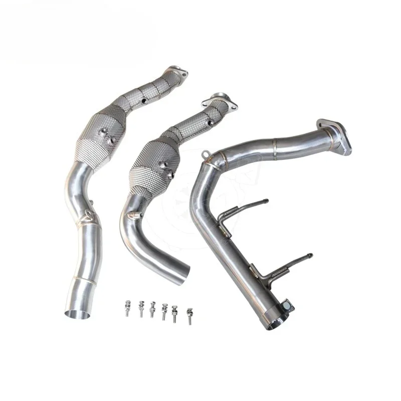 Exhaust Catted Downpipe For Ford F150 SVT RAPTOR 3.5TT 2015-2019 Twin Turbo With Heat Shield