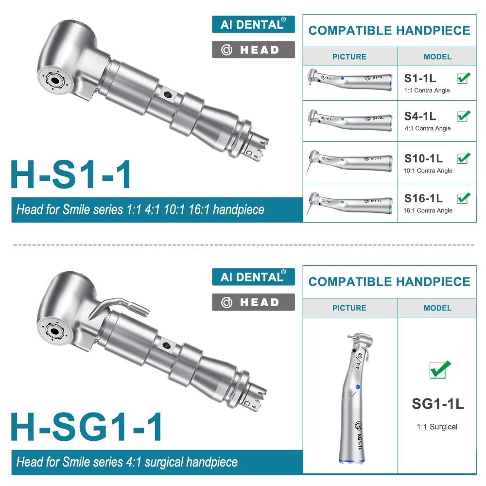 H-S Smile Series Dental Low Speed Head with Cartridge Drive Shaft Contra Angle Handpiece Push Button Dentist Parts Replacement