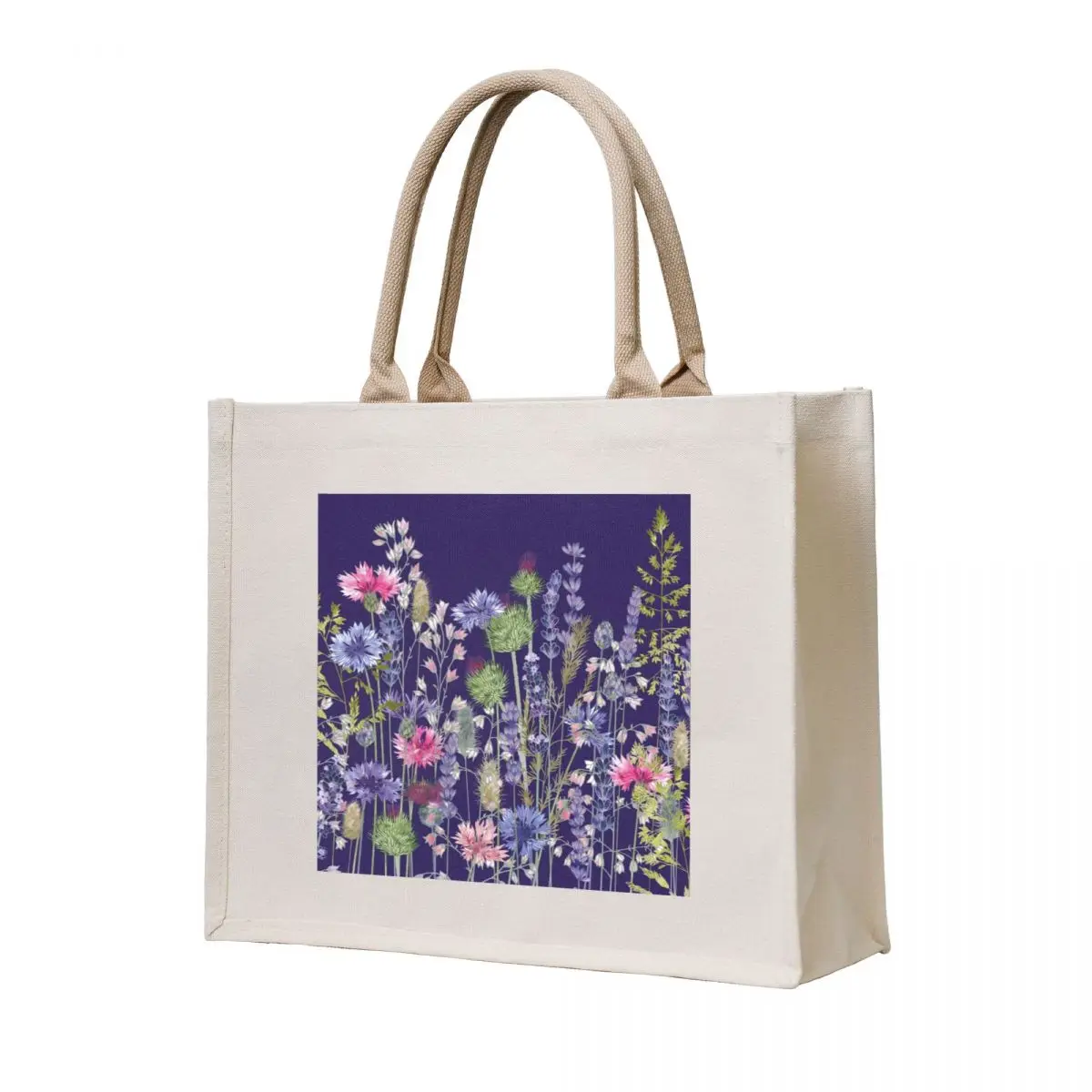 

Flower Meadow - Cornflowers, Thistles & Lavender Tote Bag shopper bags custom tote bag canvas tote
