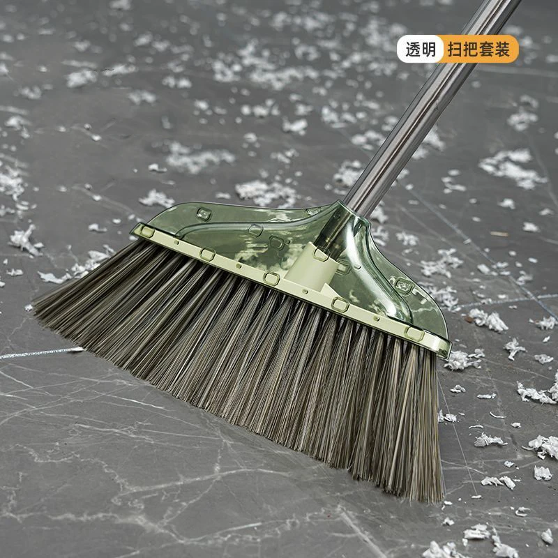 Stainless Steel Rod Broom Dustpan Set Household Upright Cleaning Tool Large Size Sweeper Dust Pan Wiping Board