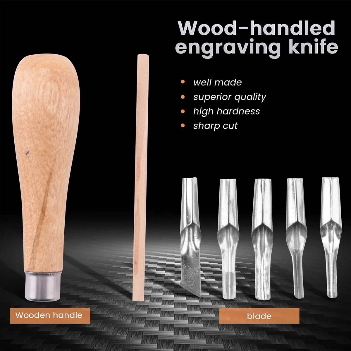 Block Cutting Rubber Stamp Carving Tools with 5 Blade Wood Handle Printmaking Carving Tools Set