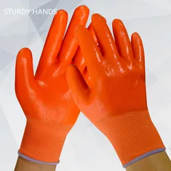 Home PVC Gloves Latex Waterproof Fully Coated Gloves Construction Woodworking Work Gloves Coldproof Protection Gardening Gloves