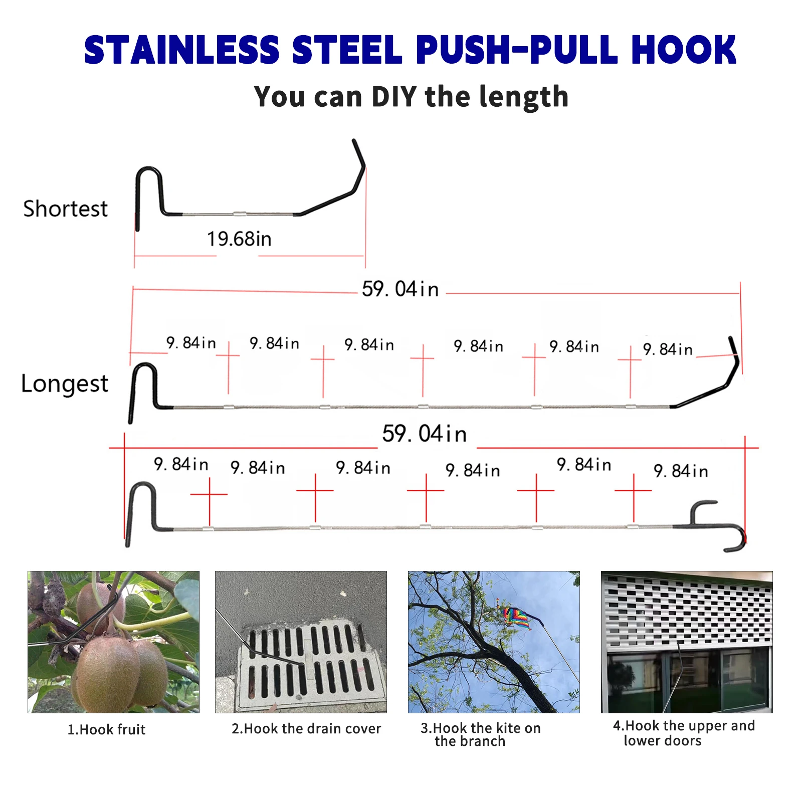 outdoor Long distance tools, steel wheel puller truck fifth push pull hook 1 piece, garage door pull hook, Convenient design