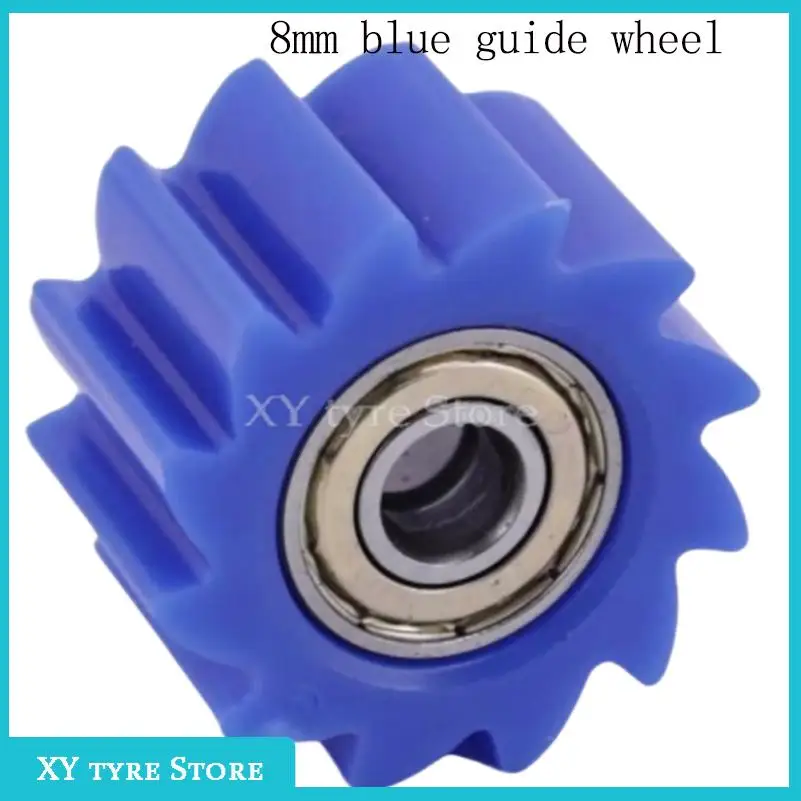 Blue chain guide wheel 8mm wear-resistant motorcycle roller accessory for smooth ride