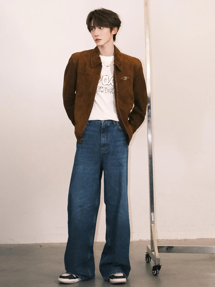 

Brown Suede Jaet Men's Loose Casual Autumn Winter New Sle Faion Brand High End Leather Jaet Youth ular Outerwear