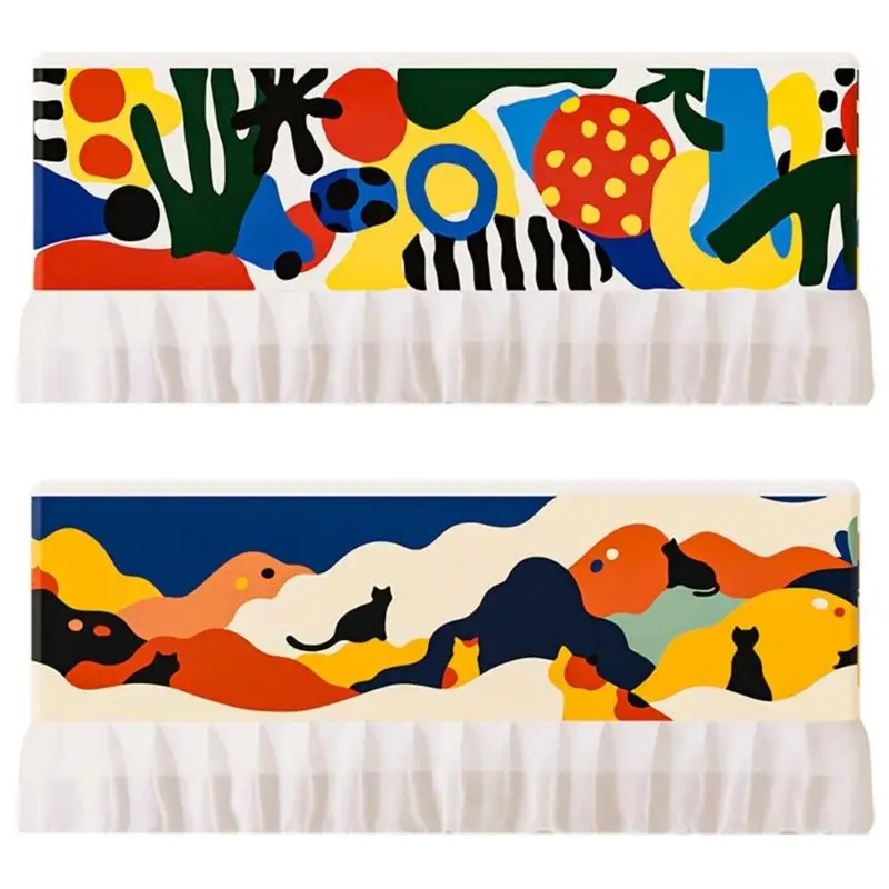 

G6KF Colorful Pattern Airflows Redirector Curtain For Wall Mounted AC Unit Dust Prevention Windshield And Family Safety