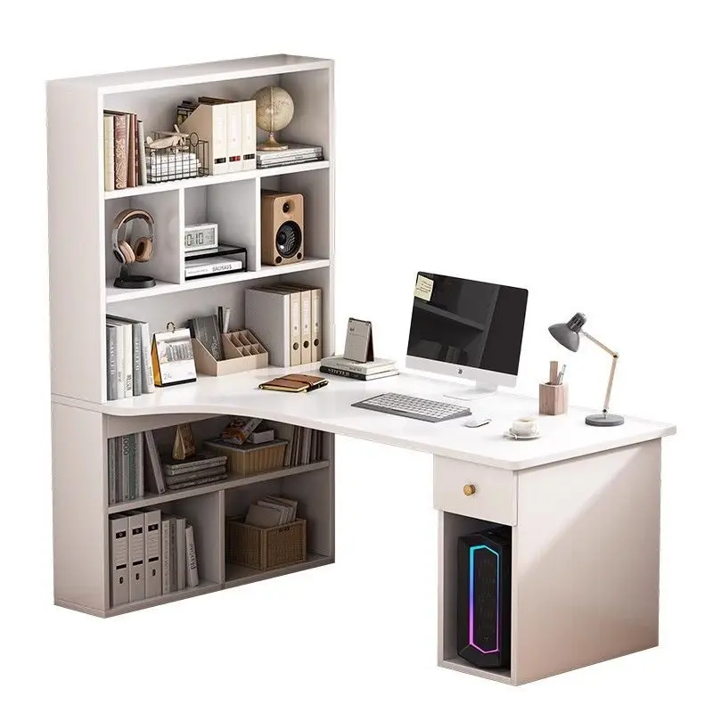 Corner Desk Bookshelf Combination Computer Desk Desktop L-Shaped Writing Desk Bedroom Girl Dresser