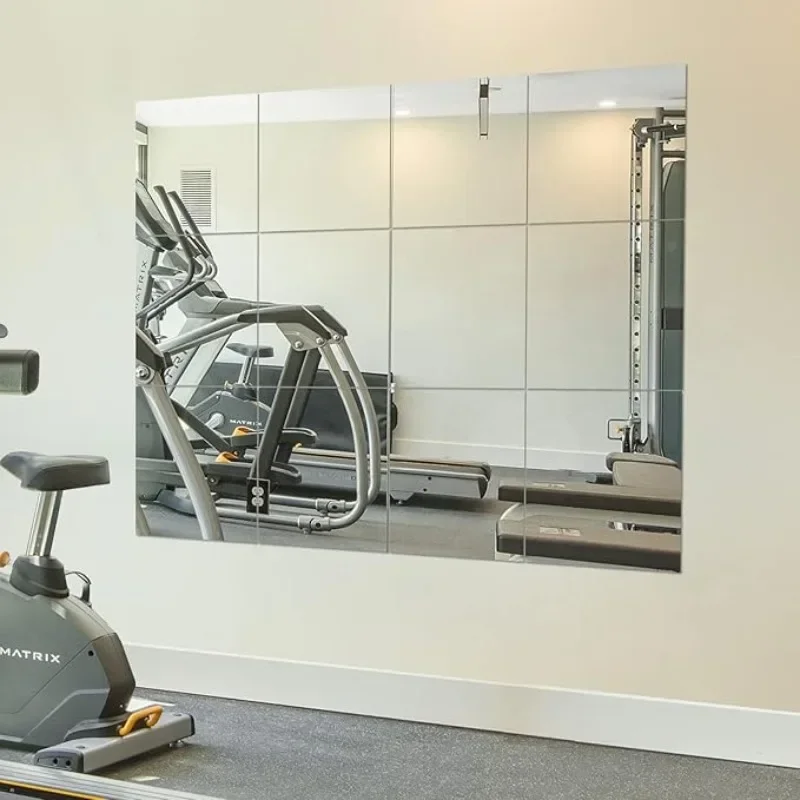 

4pcs 10x15cm Home Gym Mirrors Wall Mounted Mirror Non-Glass Acrylic Frameless Mirror Tiles for Home Gym,Bedroom,Door & Bathroom