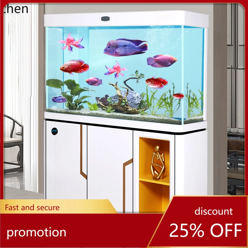 

HT large living room bottom filter small aquarium round high-end screen smart new light luxury arowana tank