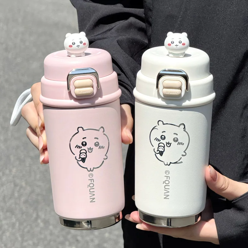 DIY Chiikawa Insulated Water Cup Cute Anime Stainless Steel Tumbler With 3D Character Topper And Flip Top Lid For Fans