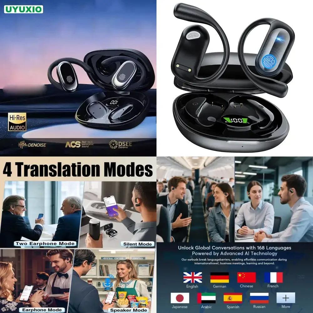

Беспроводные наушники-переводчики UYUXIO Open Ear с Bluetooth 5.4, OWS, AI-переводом в реальном времени на 144 языка