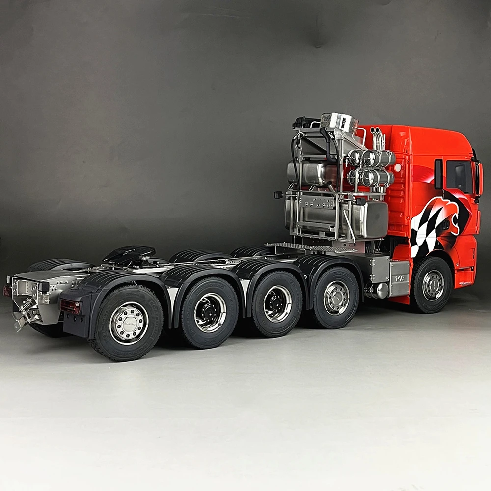 Tamiya 1/14 RC MAN 10X10 Heavy Duty Trailer with Rear Wheel Steering Tail Light RC Car Model Toy