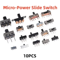 10PCS Toggle Switch Single and Double-Row Slide Switch Micro-power  Direct-inserted Horizontal Sliding Second Gear Third/Second