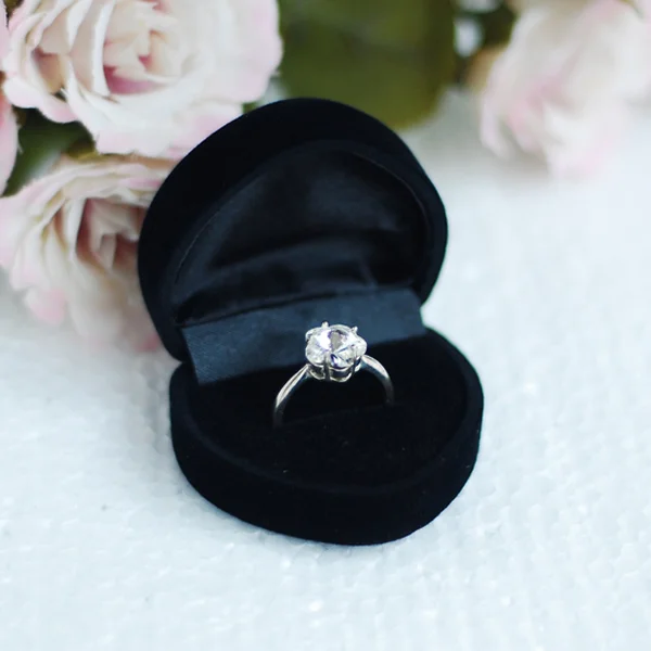 Beautiful Heart Shaped Jewelry Ring Earring Gift Box Storage Box Case (Black) Wedding ring box Ring gift box