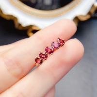 FS S925 Sterling Silver Inlay 3*4mm Natural Garnet Fashion Ring for Women Fine Charm Weddings Jewelry With Certificate MeiBaPJ