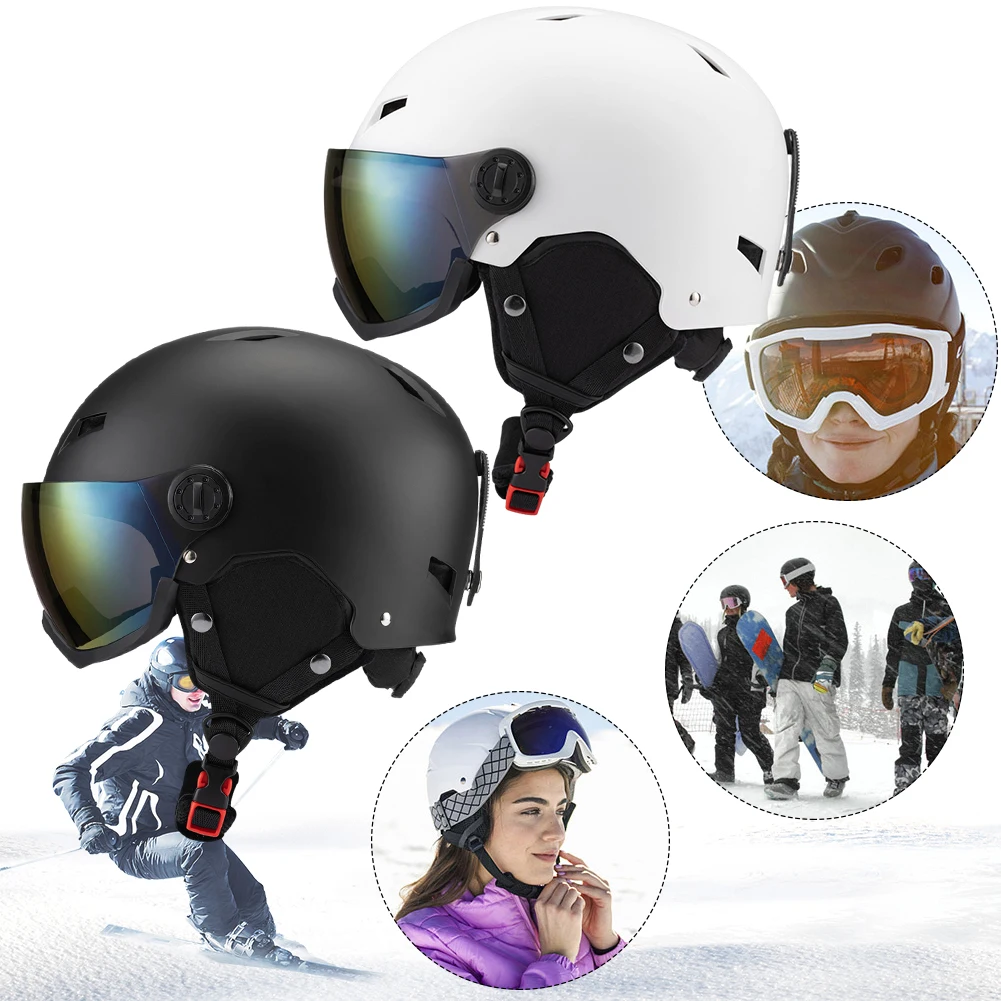 

Ski Helmet EPS Snow Helmets Adjustable Fit Women Men Anti-Impact Safety Snow Helmet Cooling Vents Ski Glasses Integrally Molded