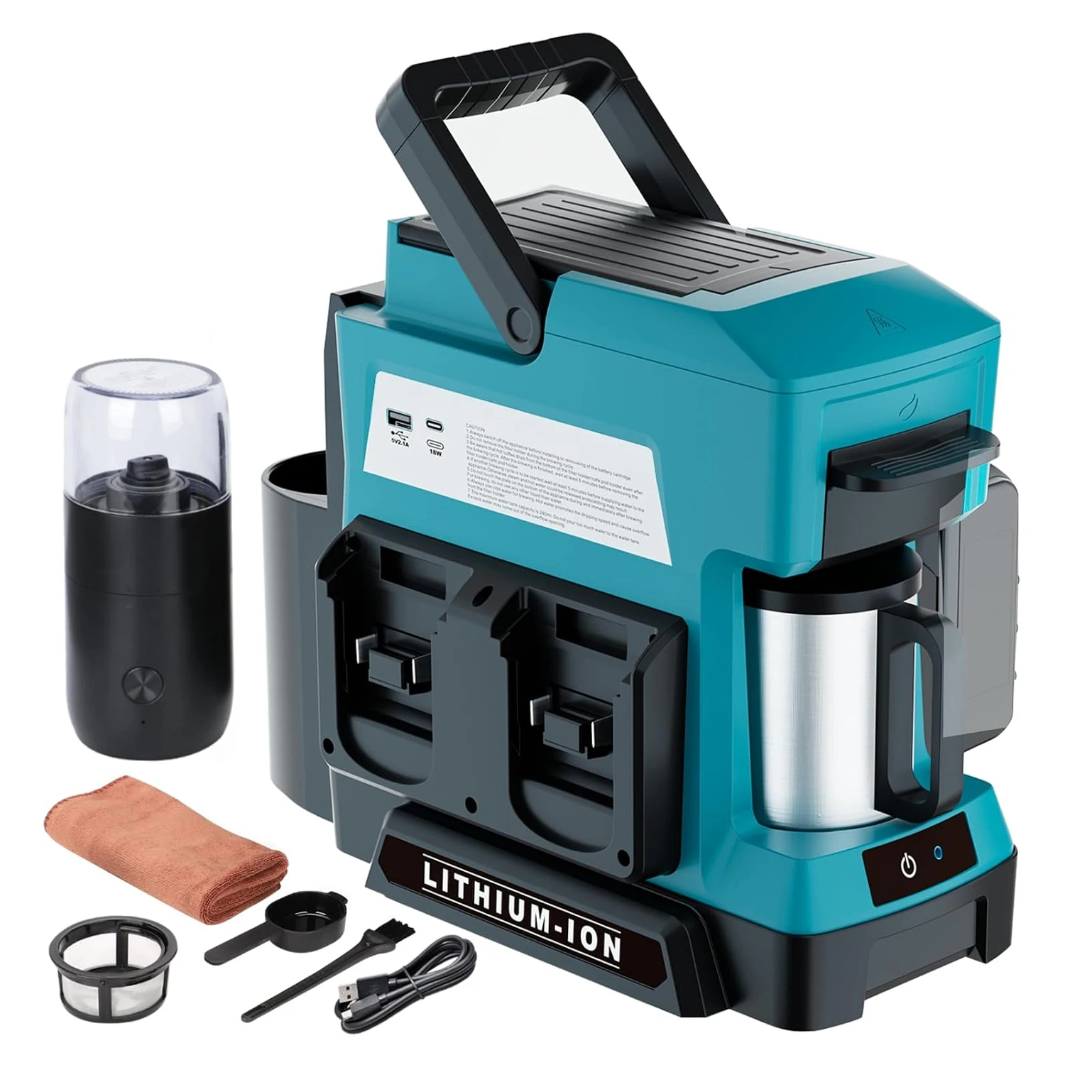 Cordless Coffee Maker for Makita 18V Battery, Portable Drip Maker with Grinder, 3 Brew Modes for Camping Jobsite (Tool Only)