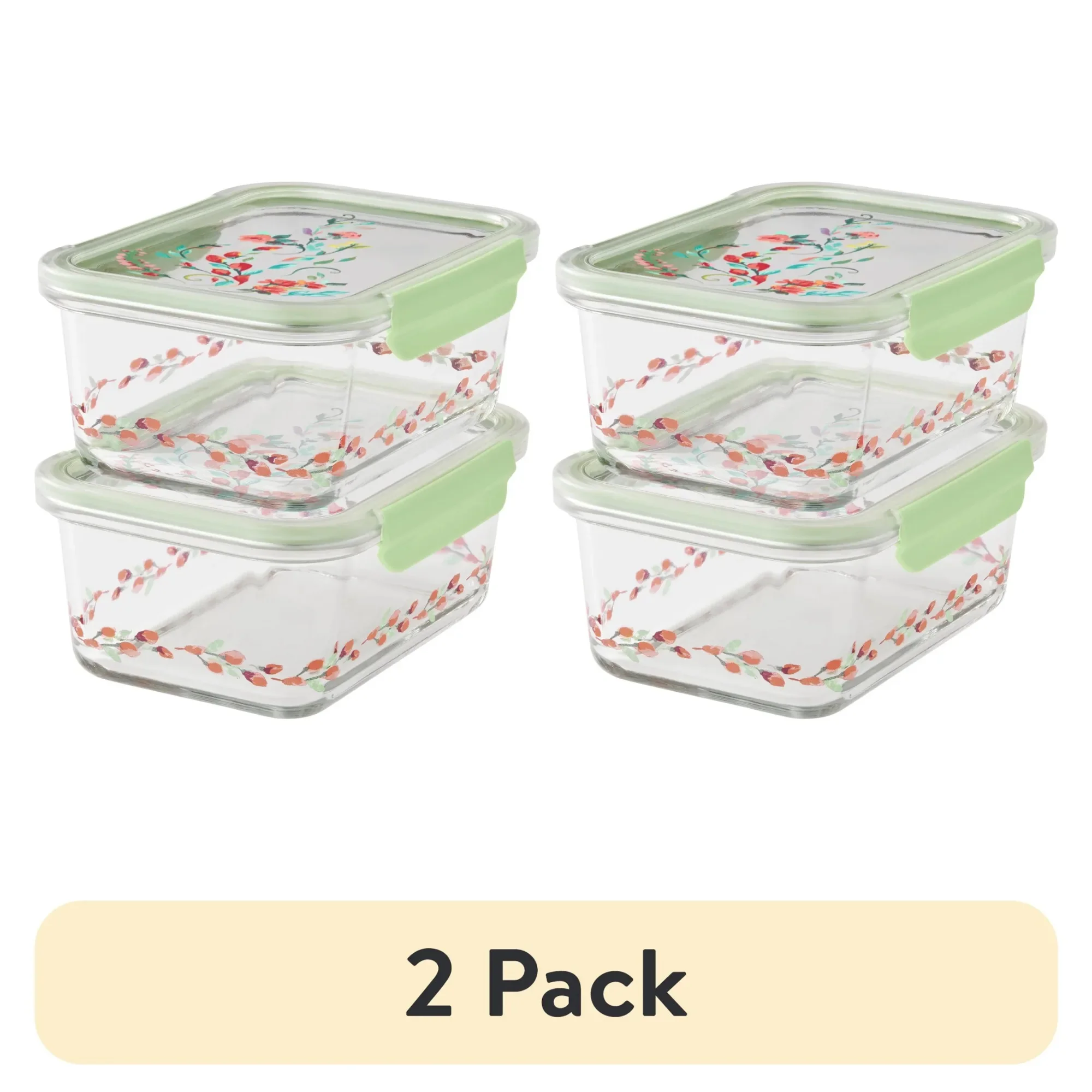 

(Упаковка из 2 шт.) Стеклянные контейнеры для хранения продуктов с крышками. Крышки помогают сохраняют остаток продуктов свежести, доки вас готов к употреблению