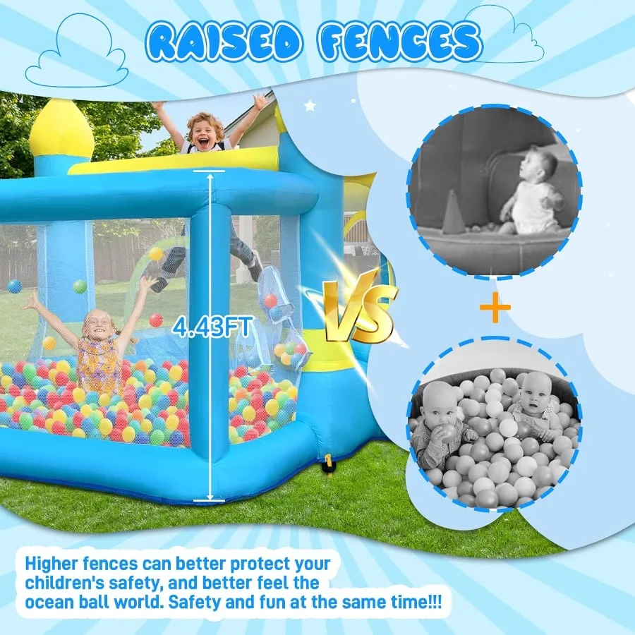 منزل ترتد قابل للنفخ للاستخدام الداخلي والخارجي مع قلعة القفز على شكل حفرة كروية تتميز بشريحة وكرة السلة المدمجة #4