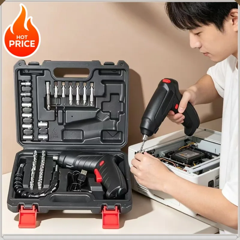 

2026 New Rechargeable 3.6V Cordless Electric Screwdriver Kit 44/11pcs Bit Set LED Light Flexible Shaft Micro USB Charging