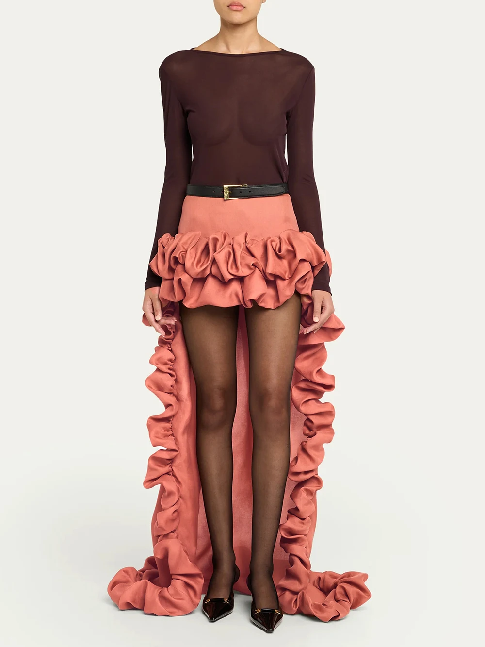 

Modphy Ruffle Women Skirts Irregular Hem Ruffles Patchwork Sweet 2025 New Trend Daily Skinny Versatile