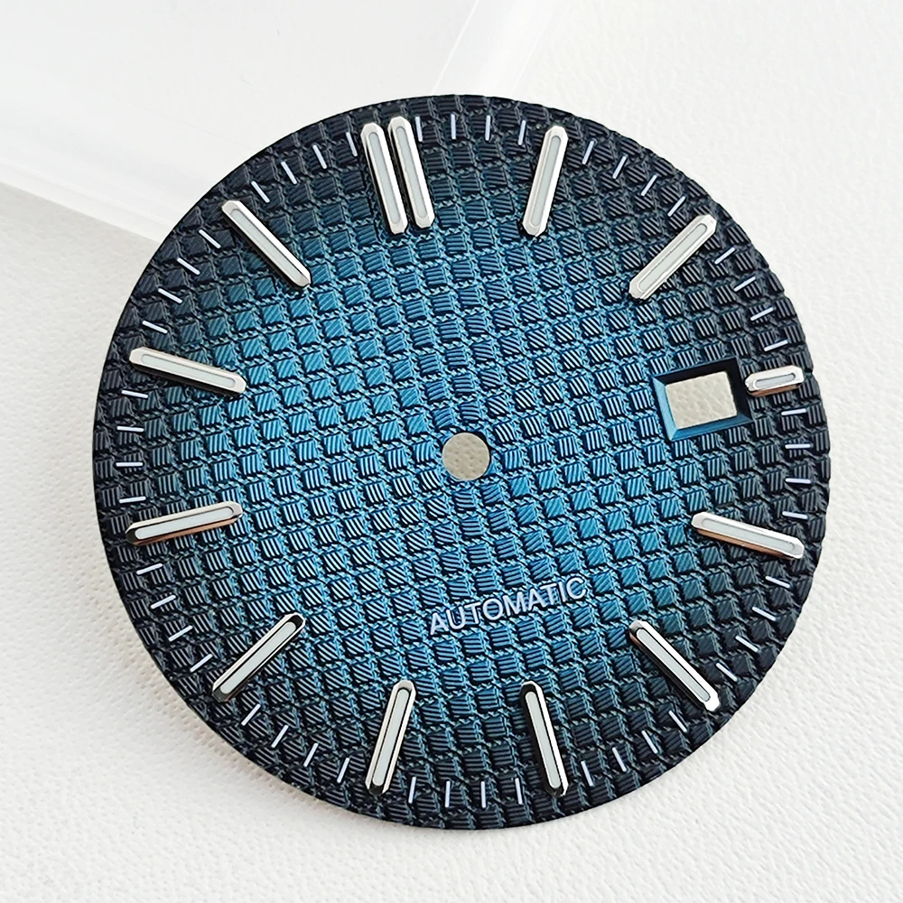 31.8mm Dial Paired with NH35/NH36 Automatic Movement Green Luminous Dial Waffle Pattern Dial for Watch Replacement Accessories