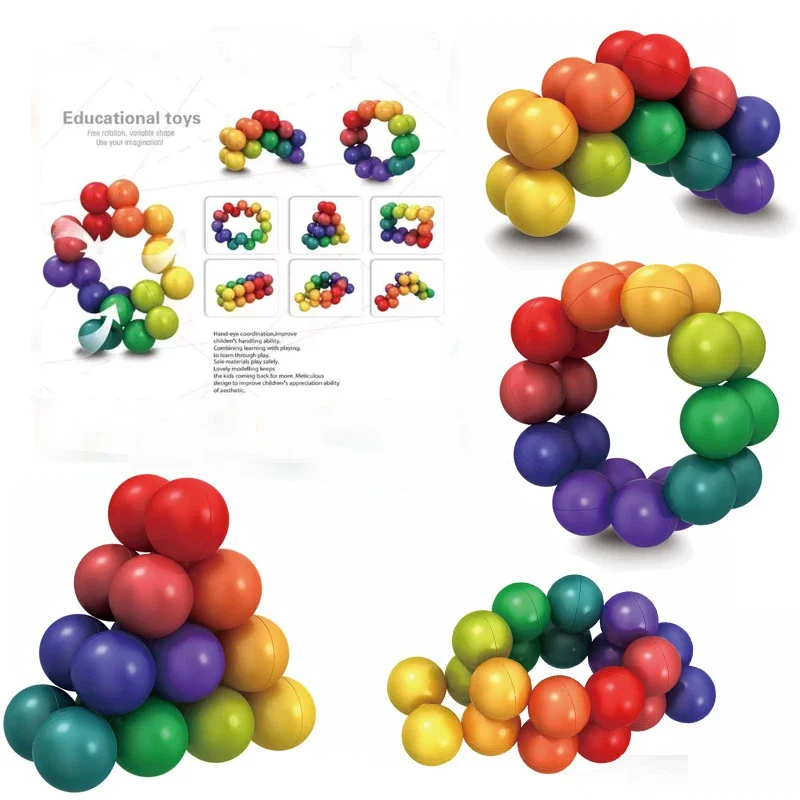 Cubo de Bolas Mágicas para aliviar el estrés, juguete de descompresión de inteligencia, juguetes educativos para niños, cubo magnético