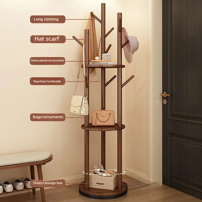 

Вращающаяся вешалка для одежды из массива дерева, напольная вешалка для одежды, вертикальная вешалка для хранения ткани, гостиная, дом, сушилки