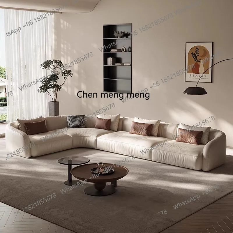 

Italian high-end cat scratching sofa living room light luxury cream style U-shaped corner combination sofa