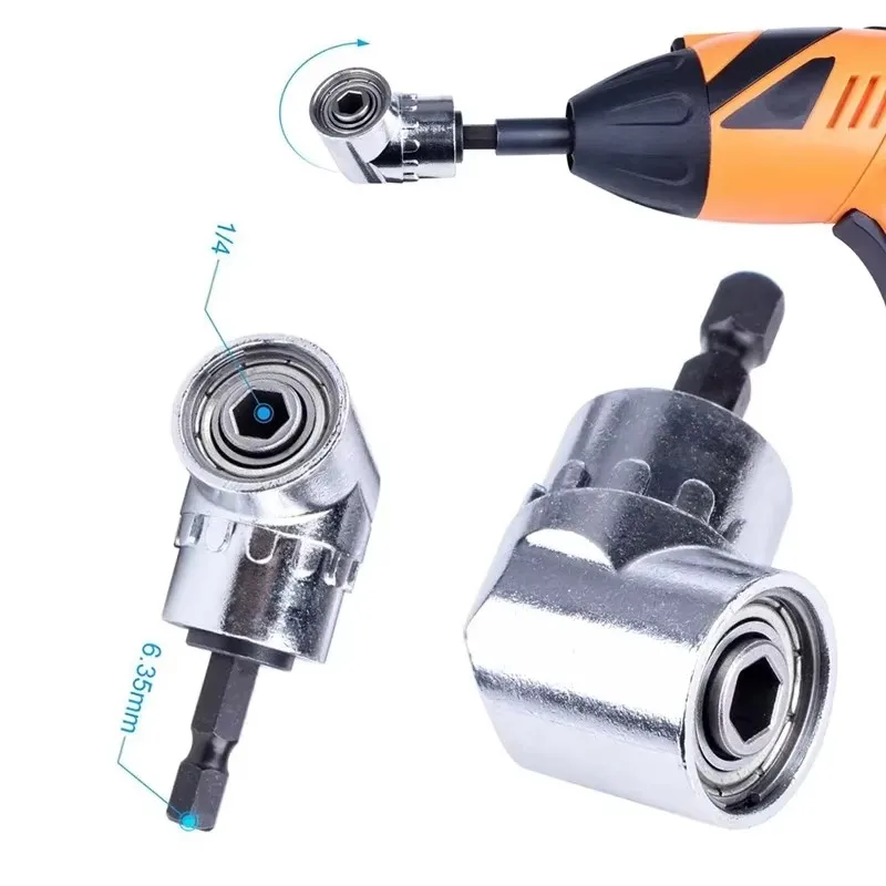 105 Degree Right Angle Drill Attachment Chuck Adapter Holder 1/4 Hex Magnetic Socket Screwdriver Extension for Power Tool