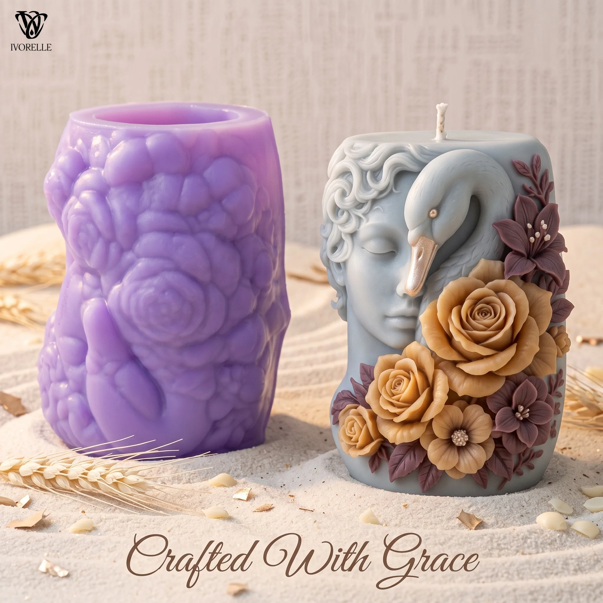 IVORELLE Swan Woman Silicone Candle Mold Woman Profile And Swan Head For Wax Resin Plaster Soap DIY Home Decor Craft